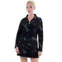 Background Pattern Dragonfly Women s Long Sleeve Casual Dress View1