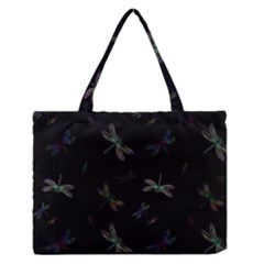 Background Pattern Dragonfly Zipper Medium Tote Bag