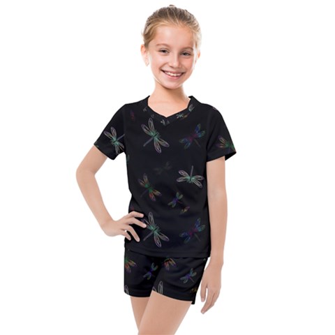 Background Pattern Dragonfly Kids  Mesh T-shirt And Shorts Set by Posterlux