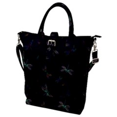 Background Pattern Dragonfly Buckle Top Tote Bag