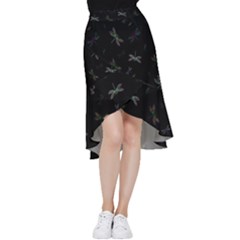 Background Pattern Dragonfly Frill Hi Low Chiffon Skirt