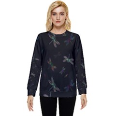 Background Pattern Dragonfly Hidden Pocket Sweatshirt