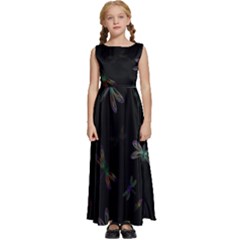 Background Pattern Dragonfly Kids  Satin Sleeveless Maxi Dress