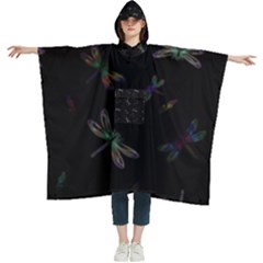 Background Pattern Dragonfly Women s Hooded Rain Ponchos by Posterlux