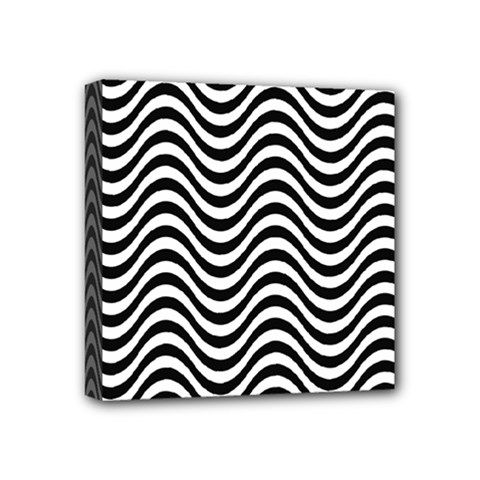 Black White Wave Pattern Wavy Water Seamless Mini Canvas 4  X 4  (stretched)