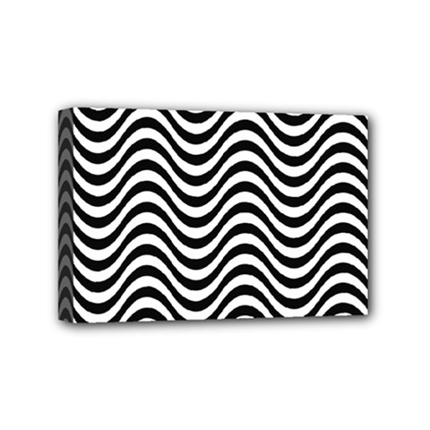 Black White Wave Pattern Wavy Water Seamless Mini Canvas 6  X 4  (stretched)