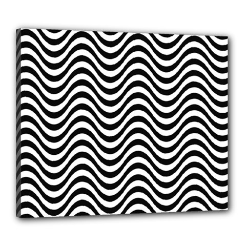 Black White Wave Pattern Wavy Water Seamless Canvas 24  X 20  (stretched)