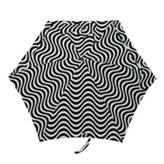 Black White Wave Pattern Wavy Water Seamless Mini Folding Umbrellas