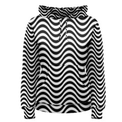 Black White Wave Pattern Wavy Water Seamless Women s Pullover Hoodie