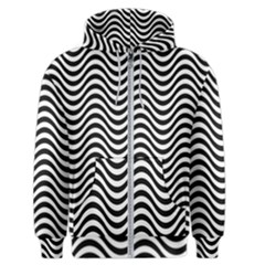 Black White Wave Pattern Wavy Water Seamless Men s Zipper Hoodie