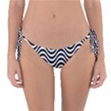 Black White Wave Pattern Wavy Water Seamless Reversible Bikini Bottoms View1