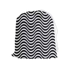 Black White Wave Pattern Wavy Water Seamless Drawstring Pouch (xl) by Posterlux