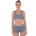 Black White Wave Pattern Wavy Water Seamless Racerback Boyleg Bikini Set View1