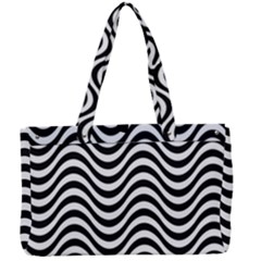 Black White Wave Pattern Wavy Water Seamless Canvas Work Bag