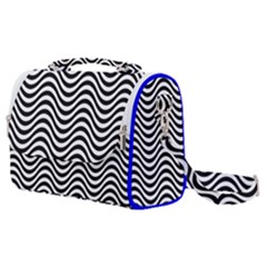 Black White Wave Pattern Wavy Water Seamless Satchel Shoulder Bag by Posterlux