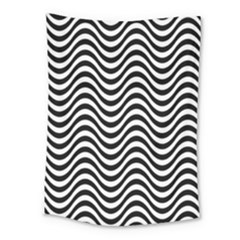 Black White Wave Pattern Wavy Water Seamless Medium Tapestry