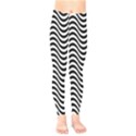 Black White Wave Pattern Wavy Water Seamless Kids  Leggings View1