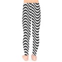 Black White Wave Pattern Wavy Water Seamless Kids  Leggings View2