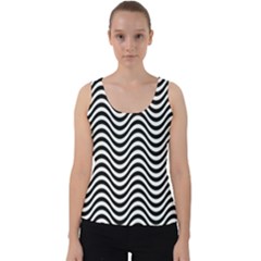 Black White Wave Pattern Wavy Water Seamless Velvet Tank Top