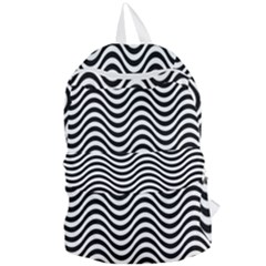 Black White Wave Pattern Wavy Water Seamless Foldable Lightweight Backpack