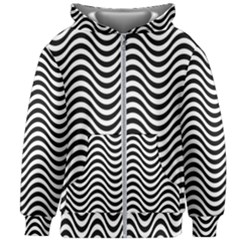 Black White Wave Pattern Wavy Water Seamless Kids  Zipper Hoodie Without Drawstring