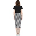 Black White Wave Pattern Wavy Water Seamless Inside Out Lightweight Velour Capri Leggings  View2