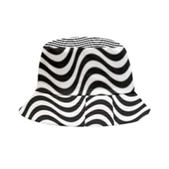 Black White Wave Pattern Wavy Water Seamless Bucket Hat by Posterlux