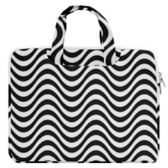 Black White Wave Pattern Wavy Water Seamless Macbook Pro 13  Double Pocket Laptop Bag