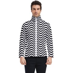 Black White Wave Pattern Wavy Water Seamless Men s Bomber Jacket