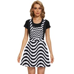 Black White Wave Pattern Wavy Water Seamless Apron Dress by Posterlux