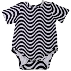 Black White Wave Pattern Wavy Water Seamless Baby Short Sleeve Bodysuit