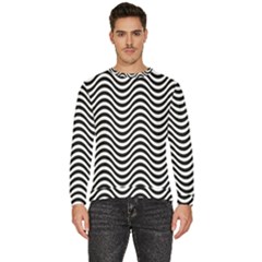 Black White Wave Pattern Wavy Water Seamless Men s Fleece Sweatshirt by Posterlux