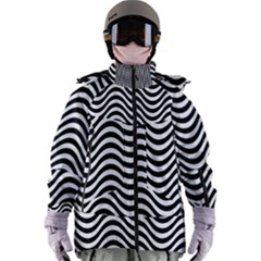 Black White Wave Pattern Wavy Water Seamless Women s Zip Ski And Snowboard Waterproof Breathable Jacket