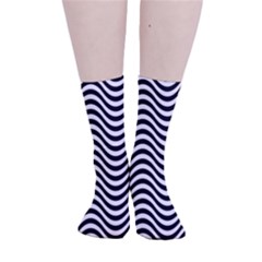 Black White Wave Pattern Wavy Water Seamless Smooth Crew Length Tube Socks