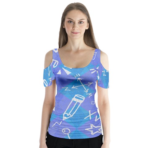 Background Abstract Texture Pattern Butterfly Sleeve Cutout T-shirt  by Posterlux