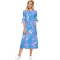 Background Abstract Texture Pattern Bow Sleeve Chiffon Midi Dress View1