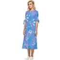 Background Abstract Texture Pattern Bow Sleeve Chiffon Midi Dress View2