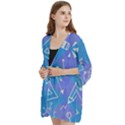 Background Abstract Texture Pattern Open Front 3/4 Sleeve Batwing Chiffon Cardigan Kimono View2