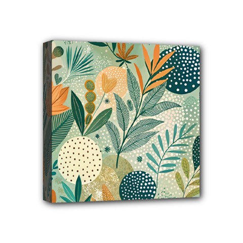 Leaves Pattern Flora Nature Mini Canvas 4  X 4  (stretched) by Posterlux