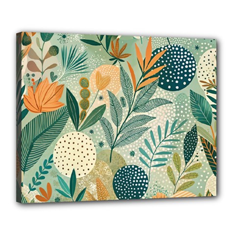 Leaves Pattern Flora Nature Canvas 20  X 16  (stretched)