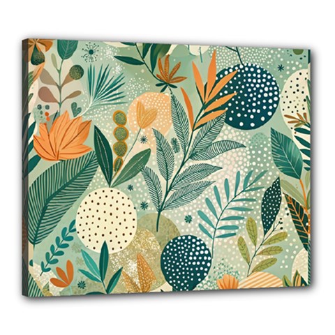 Leaves Pattern Flora Nature Canvas 24  X 20  (stretched)