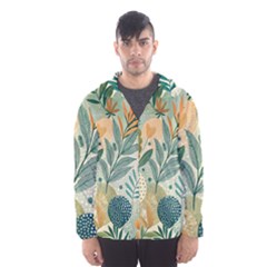 Leaves Pattern Flora Nature Men s Hooded Windbreaker