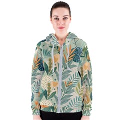 Leaves Pattern Flora Nature Women s Zipper Hoodie