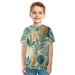 Leaves Pattern Flora Nature Kids  Sport Mesh T-shirt