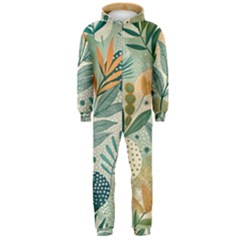 Leaves Pattern Flora Nature Hooded Jumpsuit (men)