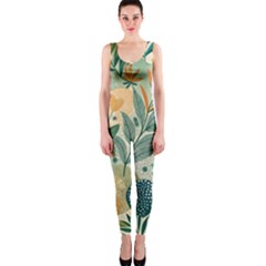 Leaves Pattern Flora Nature One Piece Catsuit