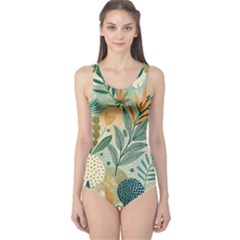 Leaves Pattern Flora Nature One Piece Swimsuit