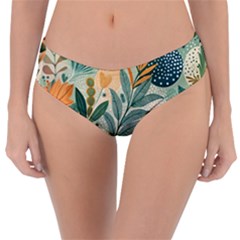 Leaves Pattern Flora Nature Reversible Classic Bikini Bottoms