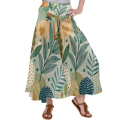 Leaves Pattern Flora Nature Women s Satin Palazzo Pants