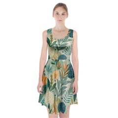 Leaves Pattern Flora Nature Racerback Midi Dress